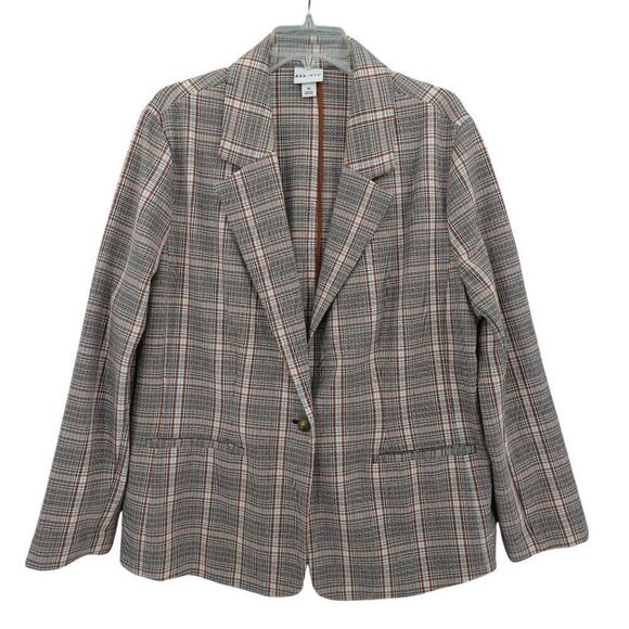 AVA & VIV Plaid Blazer 1X One Button - Picture 1 of 11